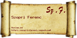 Szopri Ferenc névjegykártya